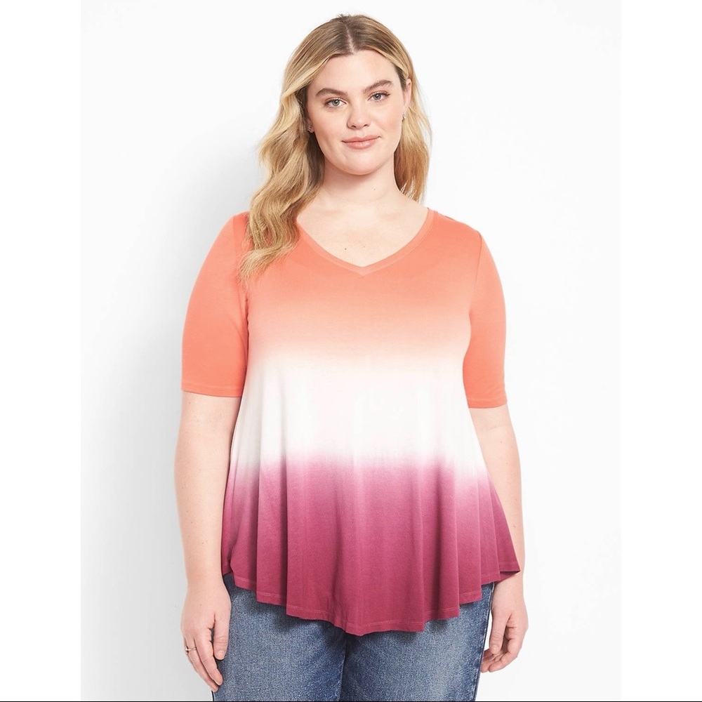 LIVI | Lane Bryant Dip Dye Short Sleeve Shirt | Size 14/16